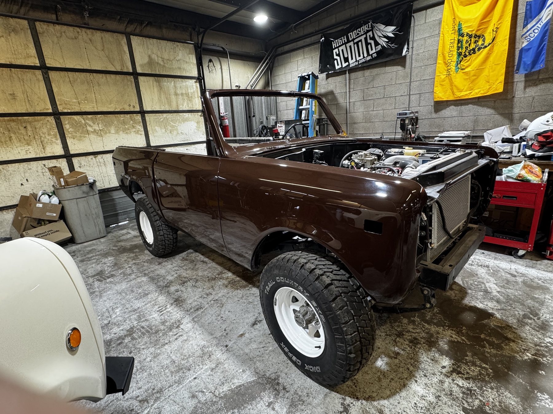 Rootbeer Scout II in the shop after paint