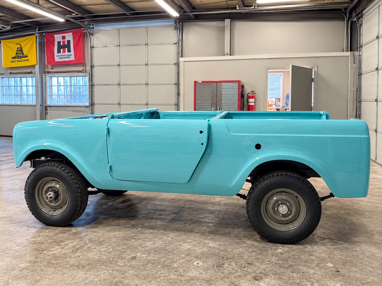 Painted side profile in the shop