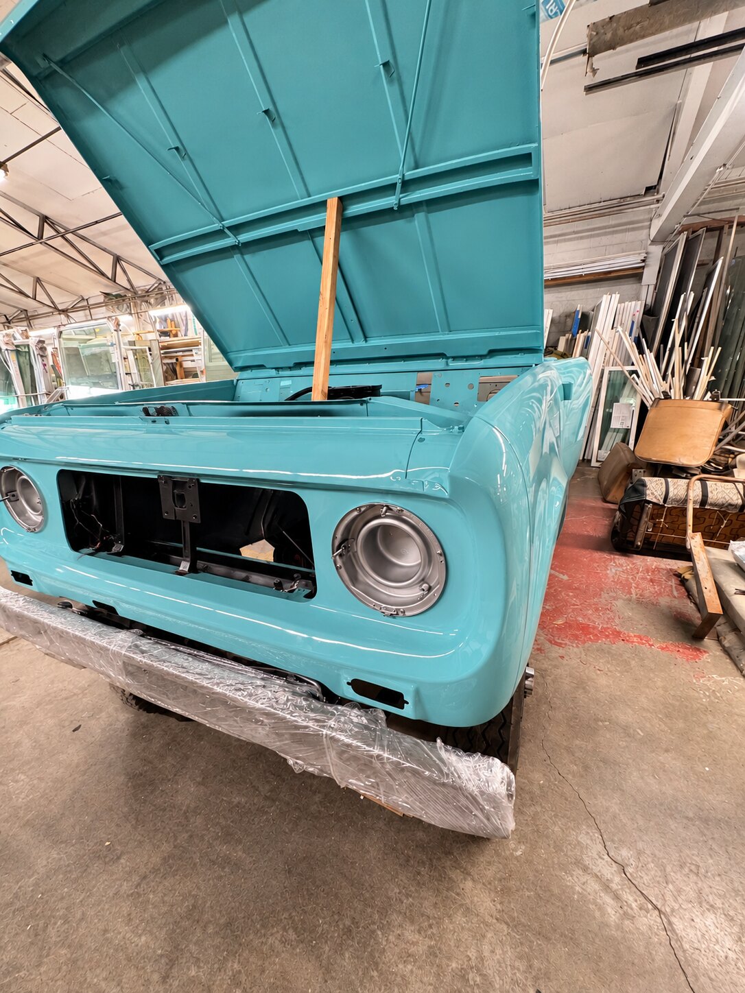 Hood up in the shop