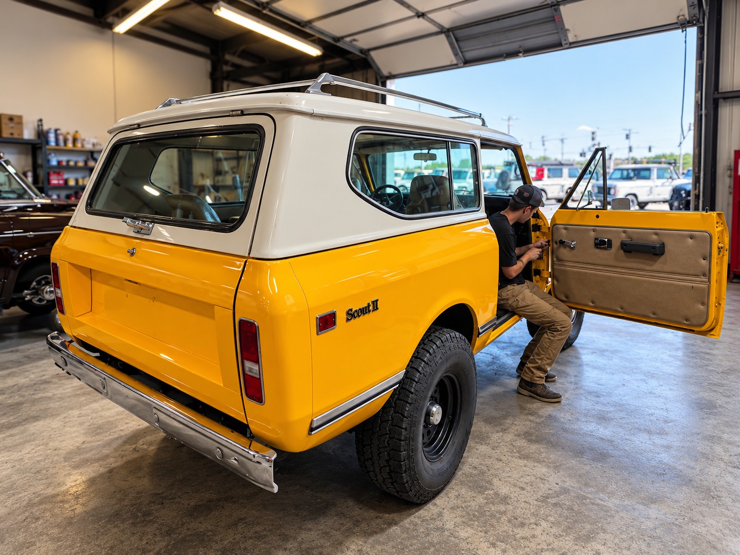 Yellow Scout II in the shop
